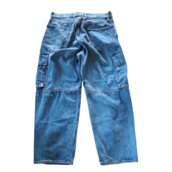 GAP Men's 36x30 Baggy Cargo Carpenter Jean Blue Denim Relaxed Fit NWT $99 - Picture 2 of 11